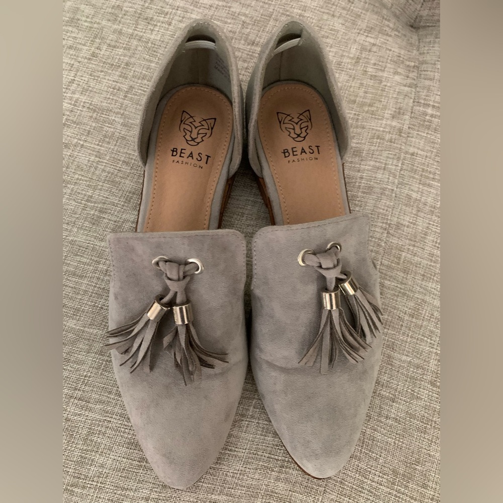Slate gray tassel loafers